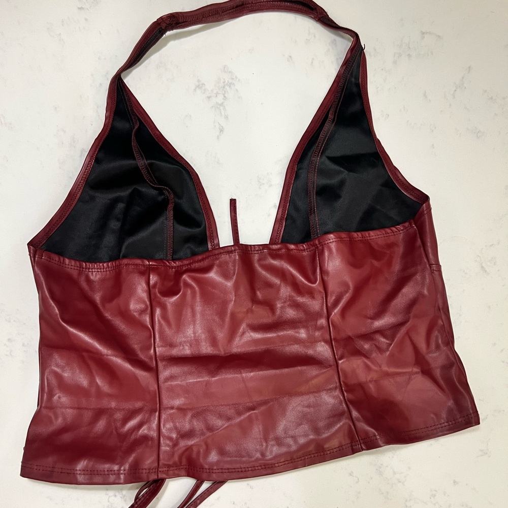 SHEIN Burgundy Lace-Up Corset Top - Picture 8 of 11